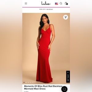 Lulu’s Moments Of Bliss Rust Red Backless Mermaid Maxi Dress